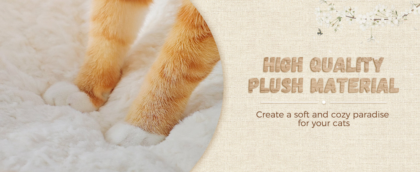 Cat's paws on high quality plush material with promotional text.
