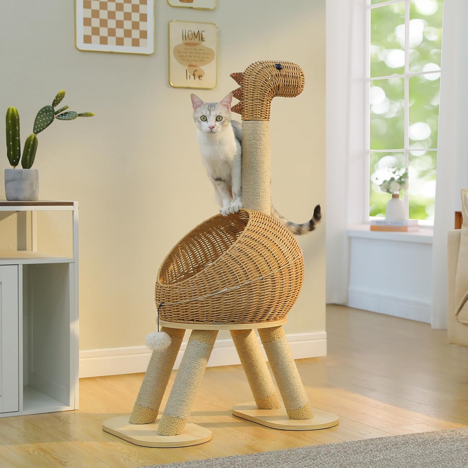 Dinosaur-Style Rattan Cat Tree with Sisal Posts – Catopia Co.