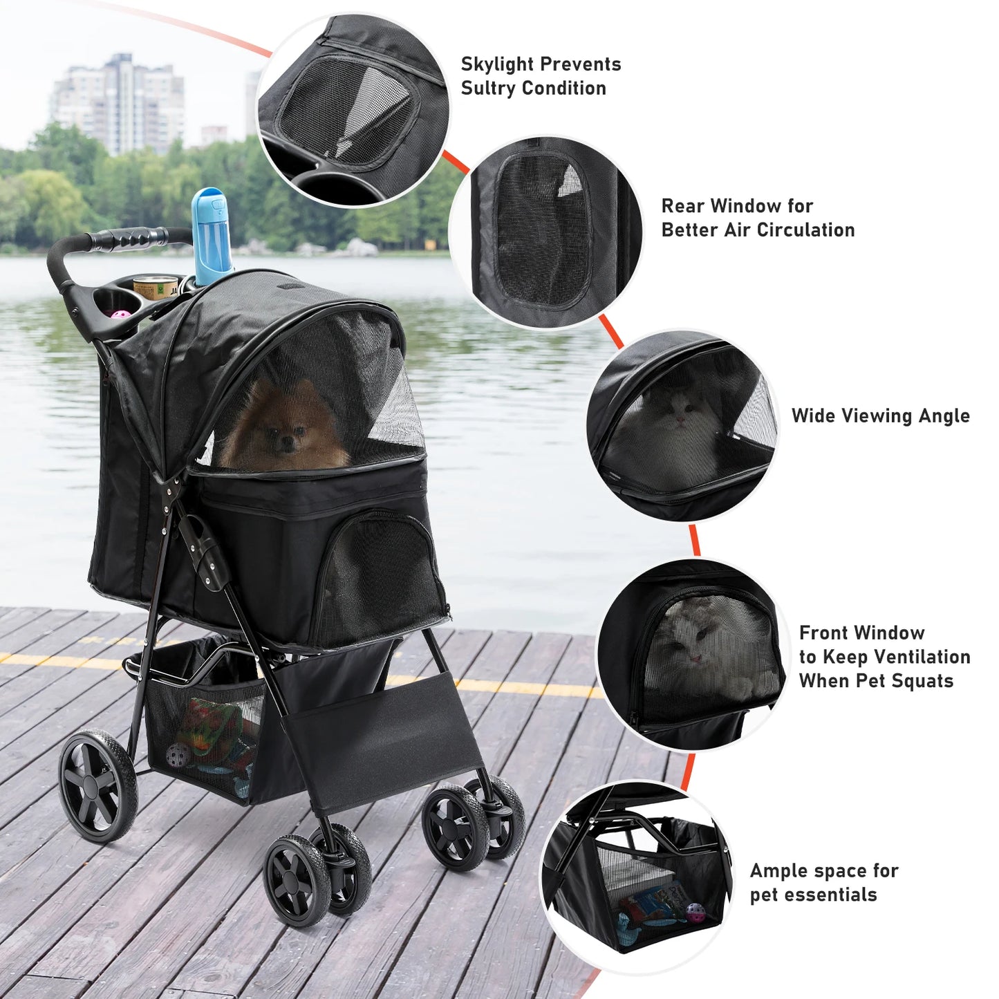 Catopia Co. Sturdy Pet Stroller with 4 Wheels
