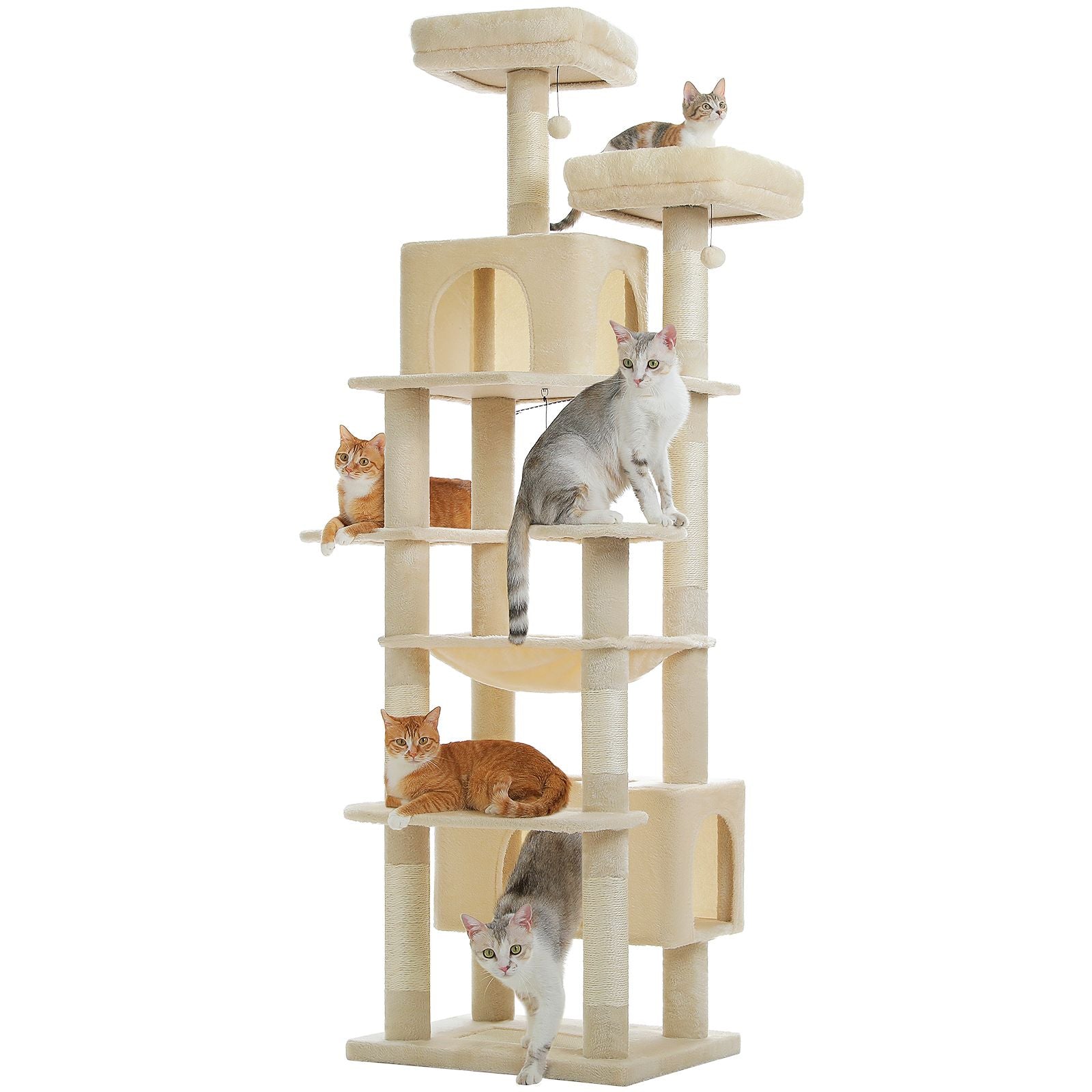 205cm Tall Heavy duty 8-tier Plush Cat Tree Condo