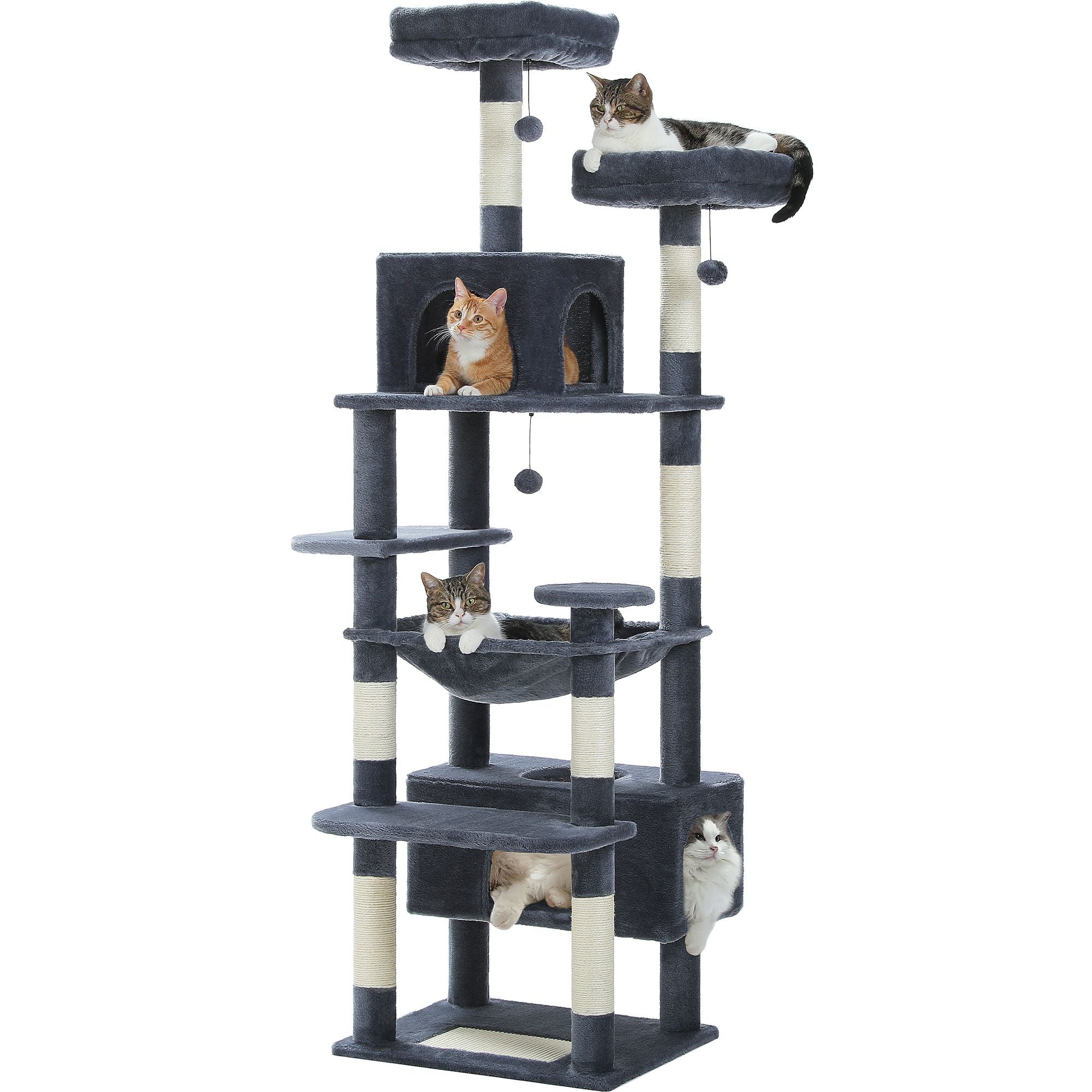 205cm Tall Heavy duty 8-tier Plush Cat Tree Condo