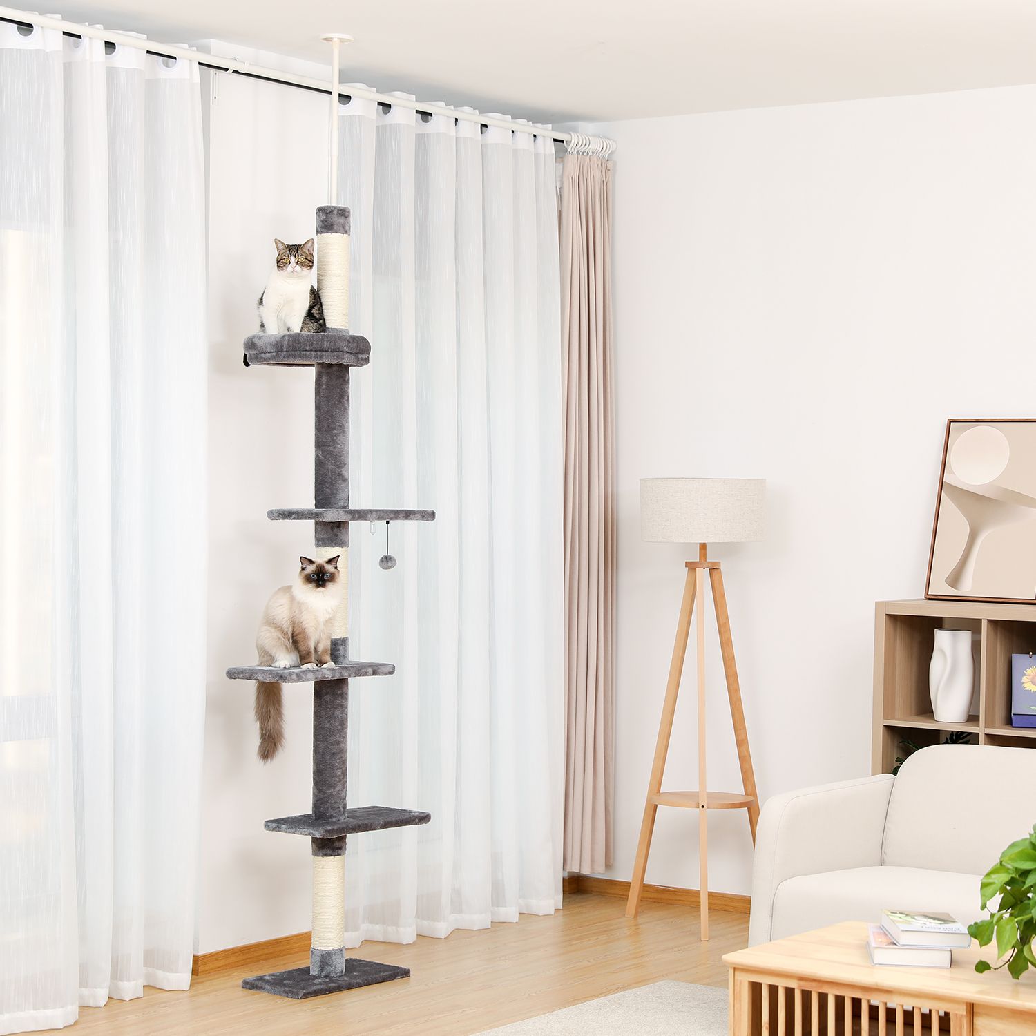Catopia Co. Interactive Adjustable 5-Tier Floor to Ceiling Cat Tower