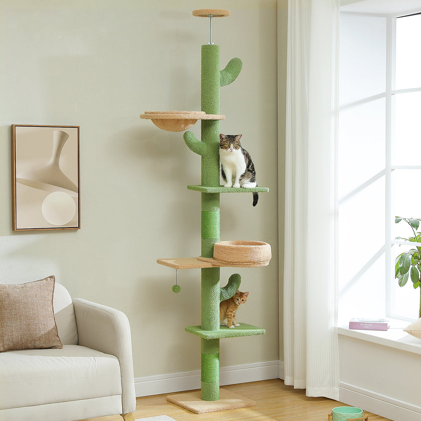 4-Tier Floor to Ceiling Cat Tree with Extra Thick Scratch Post