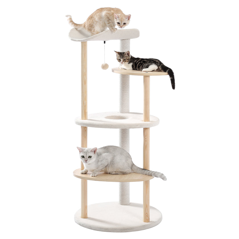 Natural Wood Multi-Level Cat Tower for Modern Homes – Catopia Co. Canada
