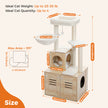 Modern Wooden Cat Tree Tower with Storage Base, Hammock & Dual Condos – Luxury Cat Furniture Canada