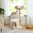 Natural Wood & Rattan Cat Tree Tower with Plush Condo and Curved Perch – Modern Cat Furniture Canada | Catopia Co.