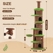 Dimensions of adjustable floor-to-ceiling cat tree for cats up to 15 pounds