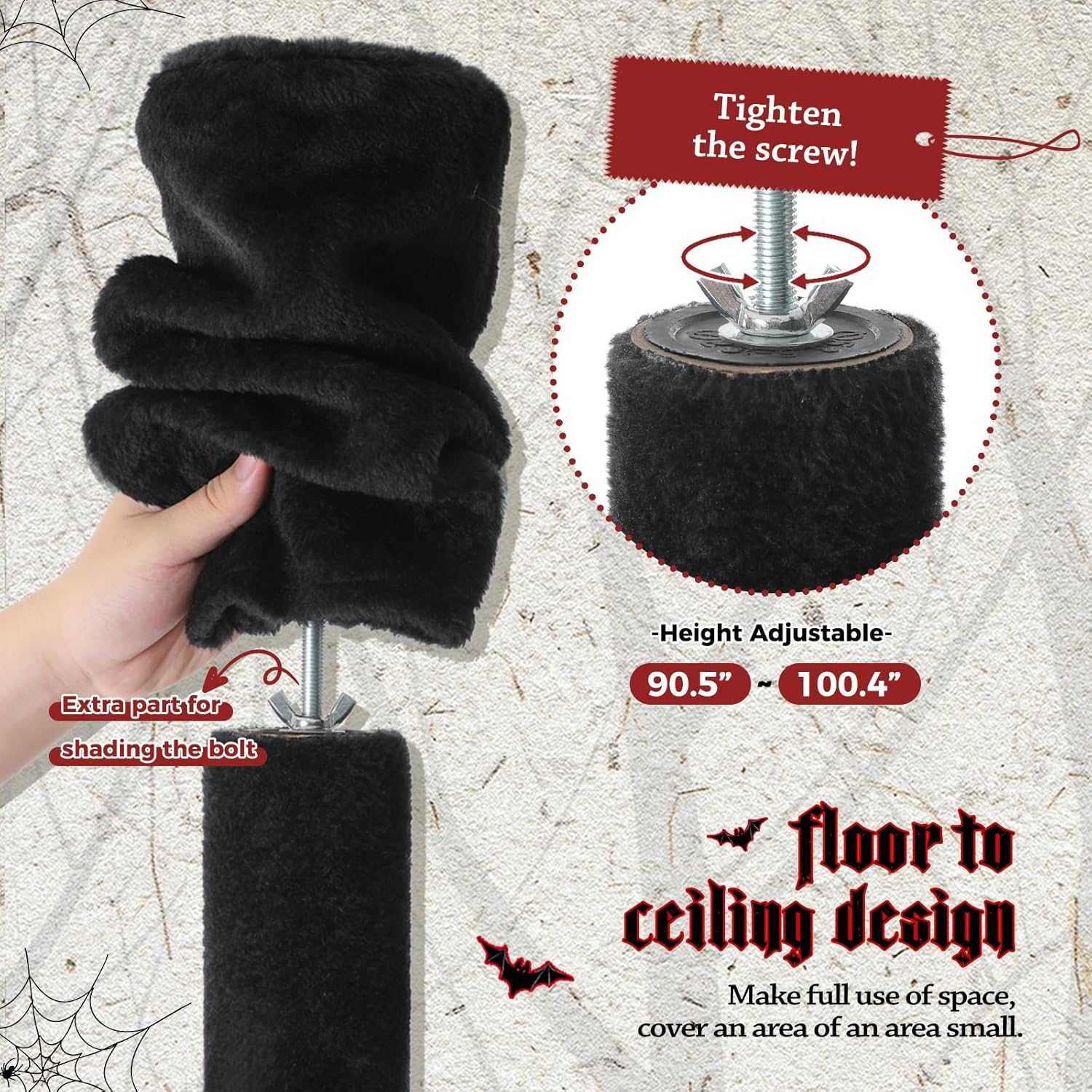 Catopia Co. 230cm-255cm Adjustable Floor to Ceiling Cat Tree - Black