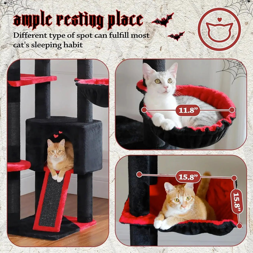 Ceiling Cat Tree Adjustable 230–255cm Black