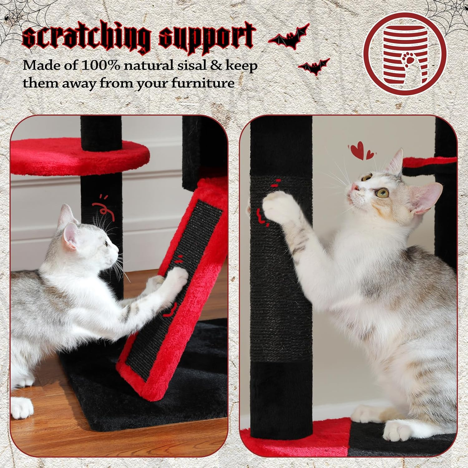 Catopia Co. 230cm-255cm Adjustable Floor to Ceiling Cat Tree - Black