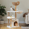 Catopia Co. Large Cloud Cat Tree | 123cm Tall Multi-Level Cat Tower with Rattan Basket and Daisy Flower Platform