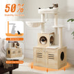 Modern Wooden Cat Tree Tower with Storage Base, Hammock & Dual Condos – Luxury Cat Furniture Canada