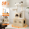 Modern Wooden Cat Tree Tower with Storage Base, Hammock & Dual Condos – Luxury Cat Furniture Canada