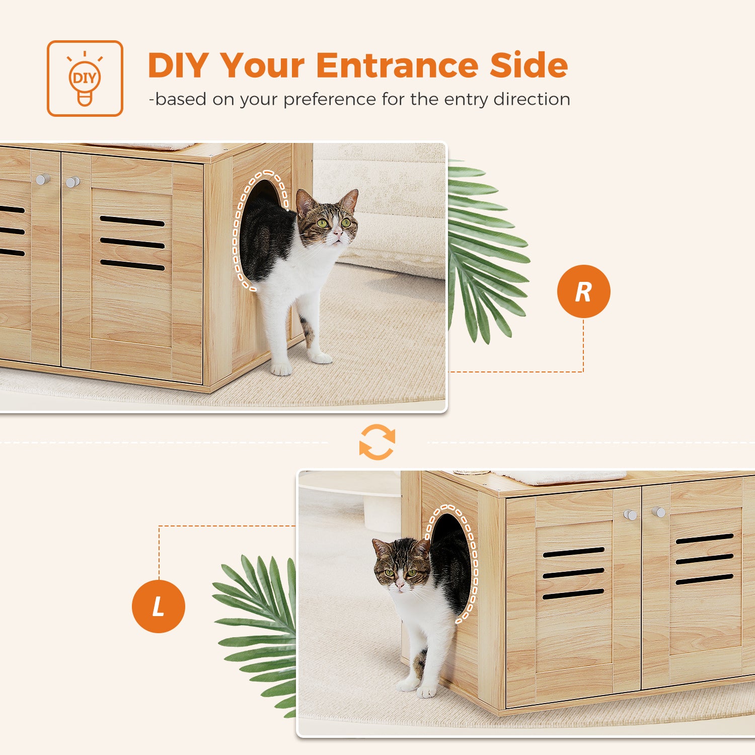 Modern Wooden Cat Tree Tower with Storage Base, Hammock & Dual Condos – Luxury Cat Furniture Canada