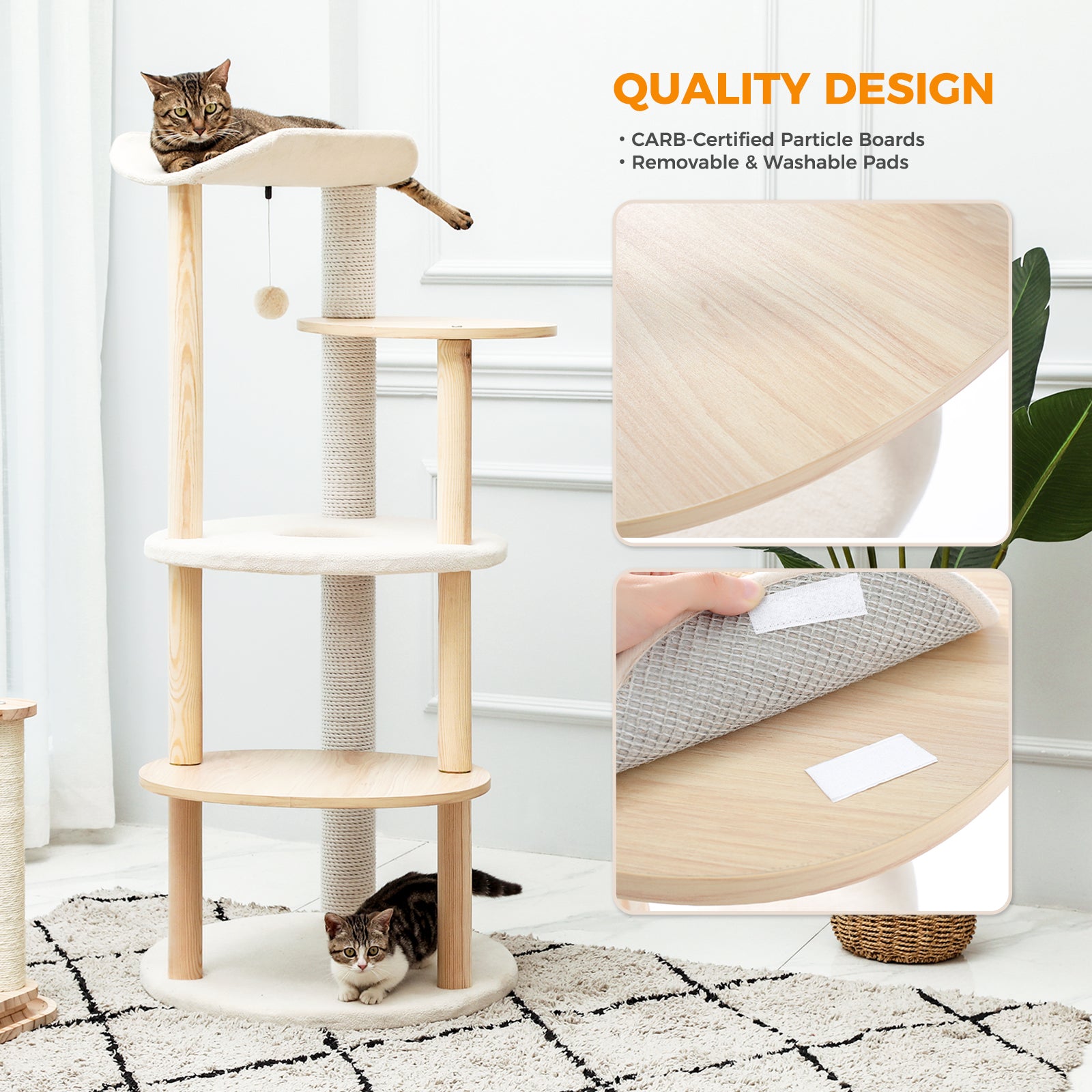 Natural Wood Multi-Level Cat Tower for Modern Homes – Catopia Co. Canada