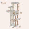 186cm Tall Cat Tree Wooden Cat Tower for Large Cat with Condo House - Beige White