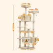 183cm Multi-Level Flower Cat Tree Large Cat Tower with Steel Frame Hammock and 7 Scratching Posts - Beige
