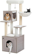 Woodland Series – Modern Wooden Cat Tree Tower with Hammock | Catopia Co.
