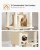 Two cozy enclosed cat condos on the stylish Catopia Co. multi-level cat tree, designed for private naps and comfort. Canadian local brand, ships exclusively within Canada. Perfect addition to luxury cat furniture setups.