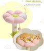 An orange tabby cat relaxing on the plush flower-shaped perch of this adorable modern cat tree from Catopia Co., designed for both play and rest. Canadian local business, ships only within Canada.