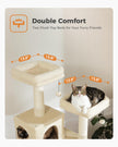 Double top plush beds on Catopia Co.’s stylish cream cat tree, offering cloud-like comfort and elevated rest. Aesthetic modern cat furniture for Canadian homes. Ships exclusively within Canada.