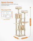 Catopia Co. 70.9” cream-coloured modern cat tree featuring a multi-level vertical design, two top plush beds, spacious condos, and sisal-covered posts. A perfect space-saving cat tower by a Canadian local business, ships only within Canada.