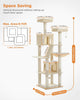 Catopia Co. 70.9” cream-coloured modern cat tree featuring a multi-level vertical design, two top plush beds, spacious condos, and sisal-covered posts. A perfect space-saving cat tower by a Canadian local business, ships only within Canada.