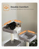 Top view of Catopia Co.'s dual plush cat beds, each 35cm wide, designed for feline comfort. Aesthetic cat furniture that suits modern Canadian homes, local shipping only.