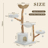 Measurement chart of a cat tree with dimensions and load capacity details.