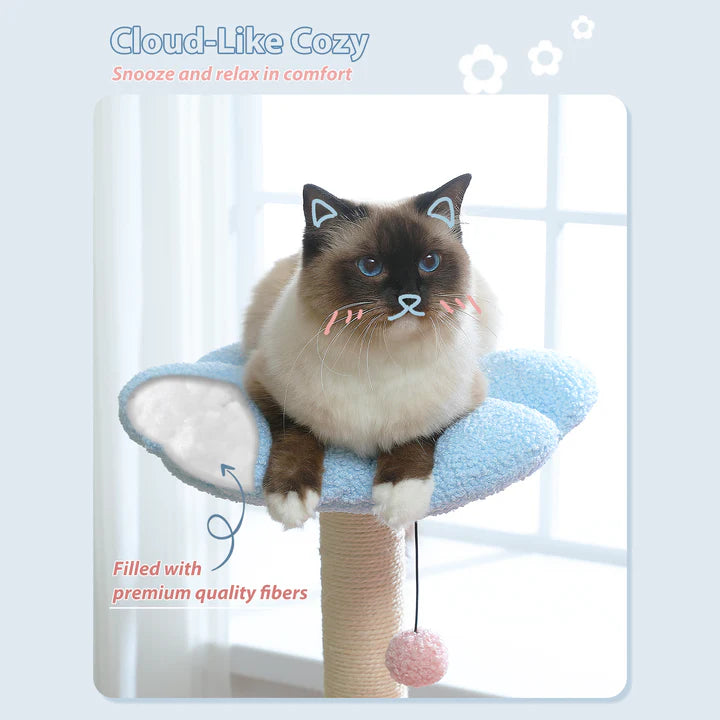 Catopia Co. 93cm Multi-Level Flower Blue And Pink Cat Tree