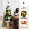 Cat tree with decorative elements and free ornaments included, suitable for pets. Green Christmas themed holiday cat tree with star pompom on top by Catopia Co. Canada