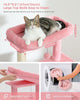 Luxury pink modern cat tree bed with wide soft top perch, featuring a tabby cat lounging comfortably – Catopia Co., a Canadian local business that ships only within Canada, offers stylish and machine-washable cat furniture designed for small spaces