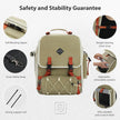 Catopia Co. Canada Beige backpack with safety features highlighted on a white background