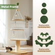 Cat tree with metal frame and replaceable scratching mats in a room setting. White Christmas themed holiday cat tree, also available in green