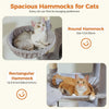 Grey modern cat tree hammocks from Catopia Co., with spacious round and rectangular lounging areas for large cats. Aesthetic and cozy cat furniture for Canadian homes. Canadian local business, ships only within Canada. Keywords: cat tree Canada, aesthetic cat tree, modern cat furniture.