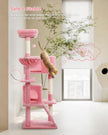  Cat jumping confidently off a secure pink cat tower with anti-tip design – a safe and stylish solution by Catopia Co., a Canadian small business that ships exclusively within Canada
