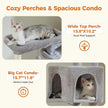 A modern grey cat tree by Catopia Co., featuring a wide perch and spacious cat condo. Perfect for stylish cat furniture lovers in Canada. Canadian local business, ships only within Canada. Keywords: modern cat tree Canada, stylish cat tower, cat tree furniture.