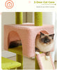 A fluffy ragdoll cat lounging in the cozy three-door cat cave of this cute cat tree by Catopia Co. Includes multiple levels and a ramp for climbing and scratching. Canadian local business, ships only within Canada.