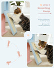 Detailed size chart of Catopia Co.’s pastel flower-shaped cat tree. This luxury cat tower stands 120cm tall, offering multi-level platforms, a hammock, a flower perch, and a 3-door cat condo—designed for small spaces and modern Canadian homes.