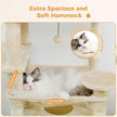 183cm Multi-Level Flower Cat Tree Large Cat Tower with Steel Frame Hammock and 7 Scratching Posts - Beige