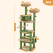 183cm Multi-Level Flower Cat Tree Large Cat Tower with Steel Frame Hammock and 7 Scratching Posts - Green