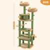 183cm Multi-Level Flower Cat Tree Large Cat Tower with Steel Frame Hammock and 7 Scratching Posts - Green