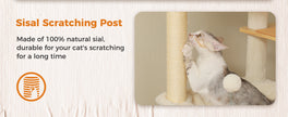 Catopia Co. Deluxe Wood Adjustable Floor to Ceiling Cat Tree - Beige