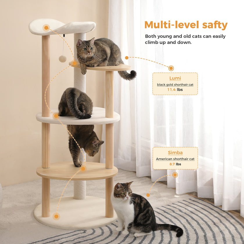 Natural Wood Multi-Level Cat Tower for Modern Homes – Catopia Co. Canada