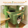183cm Multi-Level Flower Cat Tree Large Cat Tower with Steel Frame Hammock and 7 Scratching Posts - Green
