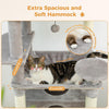 183cm Multi-Level Flower Cat Tree Large Cat Tower with Steel Frame Hammock and 7 Scratching Posts - Grey