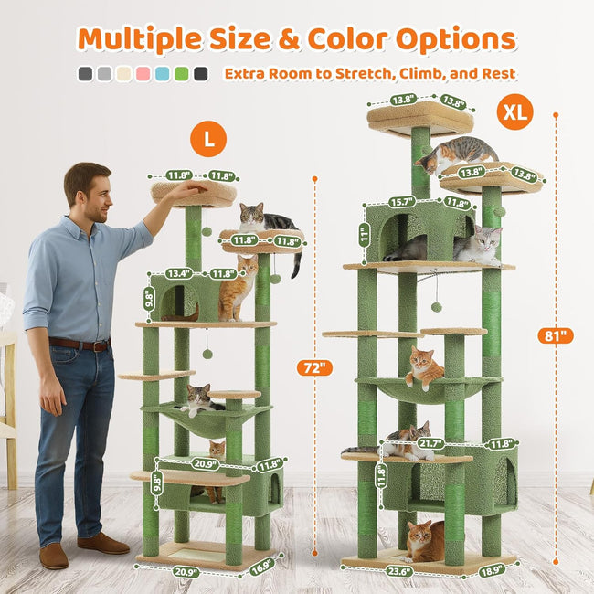 Heavy Duty Cat Tree for Large Cats, 205cm