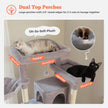 Modern cat furniture with dual plush top perches and raised edges for lounging cats