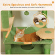 183cm Multi-Level Flower Cat Tree Large Cat Tower with Steel Frame Hammock and 7 Scratching Posts - Green