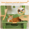 183cm Multi-Level Flower Cat Tree Large Cat Tower with Steel Frame Hammock and 7 Scratching Posts - Green